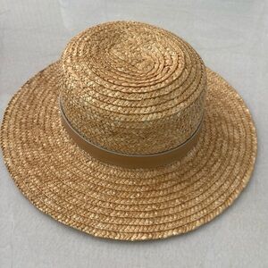 Lack Of Color Natural Straw Hat with Tan Band